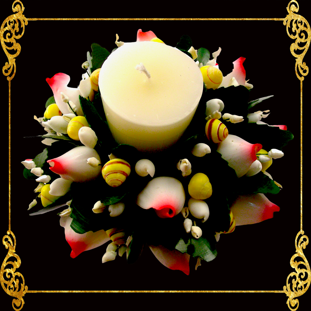 Seashell Candle in Glass with Shell Flower Accent III
