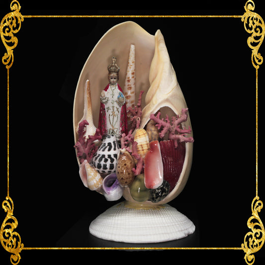 Christian Decor | Sto. Nino in Melo Shell | 6 Inches