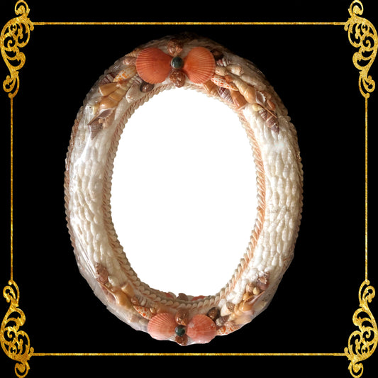 Seashell Mirror Frame | Assorted Shell | Oval Shape