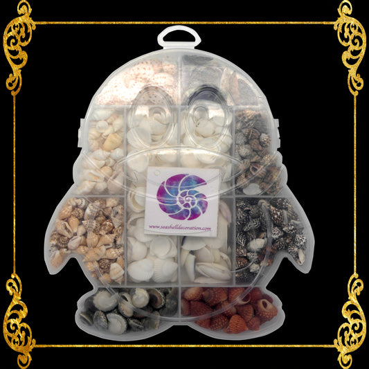 Seashell Bead Set in Penguin Shape Plastic Organizer