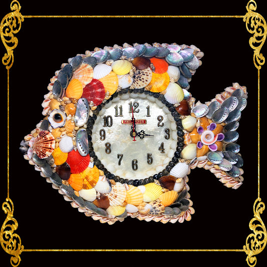 Seashell Wall Clock | Assorted Shells | Fish Shape