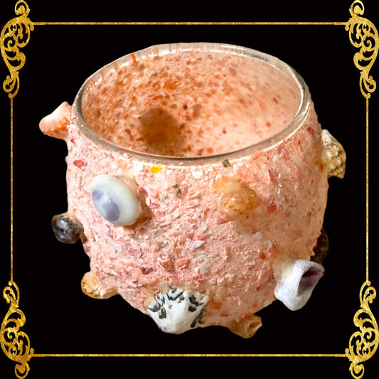 Seashell Tea Light Glass Candle Holder #TL014B