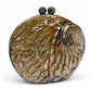 Convertible Round Abalone Shell Clutch Bag with Gold Chain