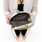 Convertible Round Abalone Shell Clutch Bag with Gold Chain
