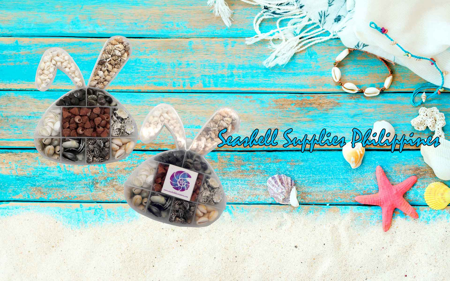 Seashell Bead Set in Bunny Shape Plastic Organizer