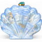 Blue Mother of Pearl Clam Shell Clutch Bag with Gold Chain