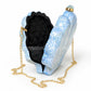Blue Mother of Pearl Clam Shell Clutch Bag with Gold Chain