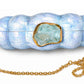 Blue Mother of Pearl Clam Shell Clutch Bag with Gold Chain