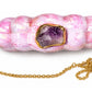 Pink Mother of Pearl Clam Shell Clutch Bag with Gold Chain