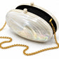 Kabibe Mother of Pearl Shell Clutch Bag with Gold Chain
