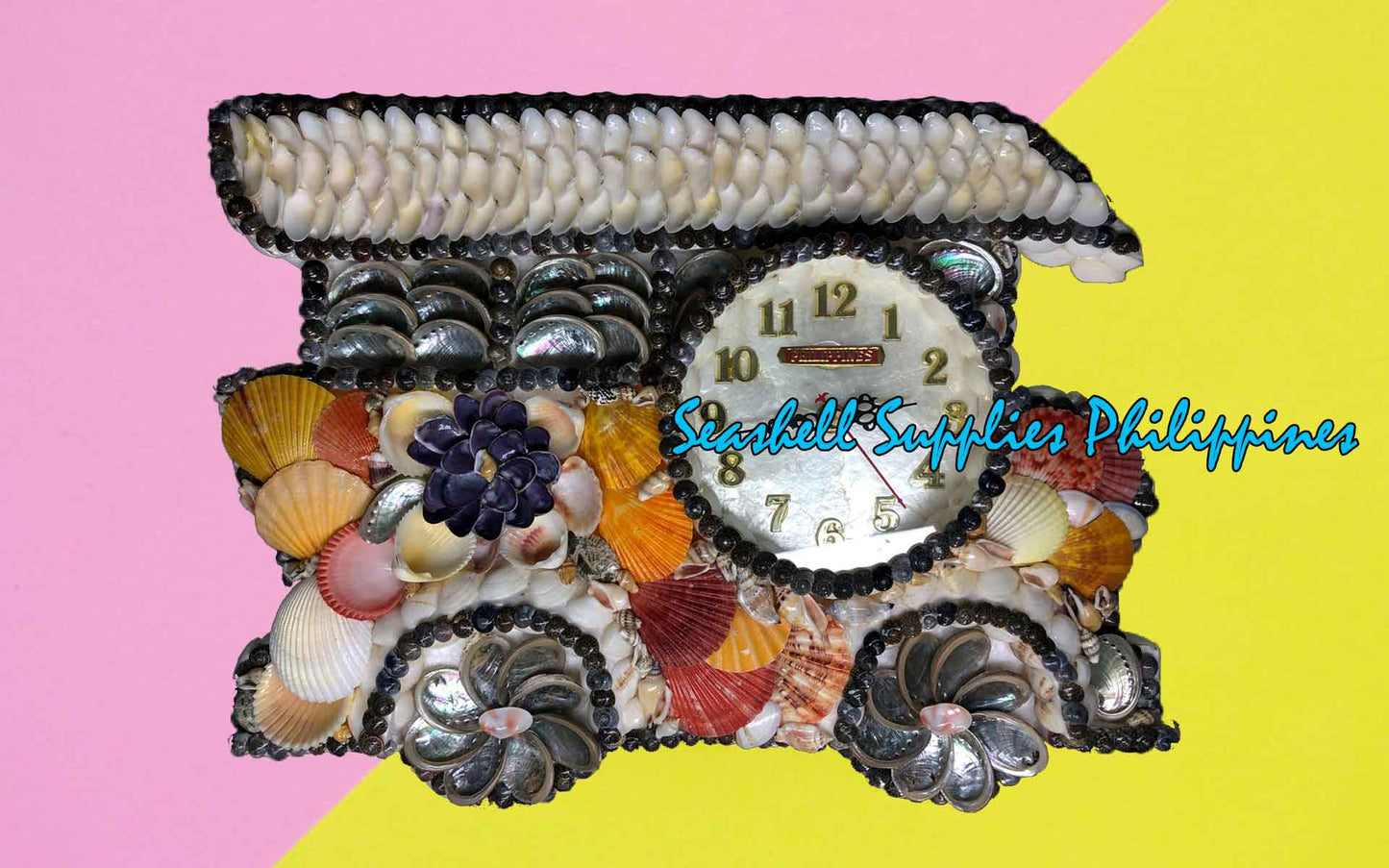 Seashell Wall Clock | Assorted Shells | Jeepney Shape – Seashell ...