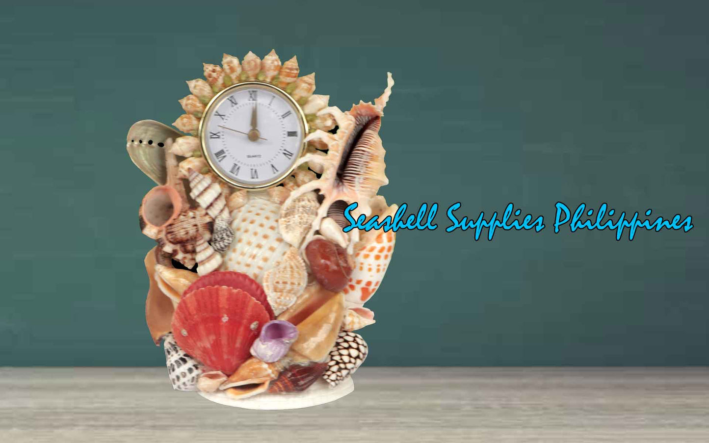 Seashell Table Top Clock | Made of Assorted Large Shells
