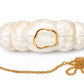 White Mother of Pearl Clam Shell Clutch Bag with Gold Chain