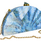 Blue Mother of Pearl Fan Shell Clutch Bag with Gold Chain