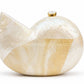 White Mother of Pearl Nautilus Shell Clutch Bag with Gold Chain