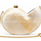 White Mother of Pearl Nautilus Shell Clutch Bag with Gold Chain