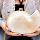 White Mother of Pearl Nautilus Shell Clutch Bag with Gold Chain