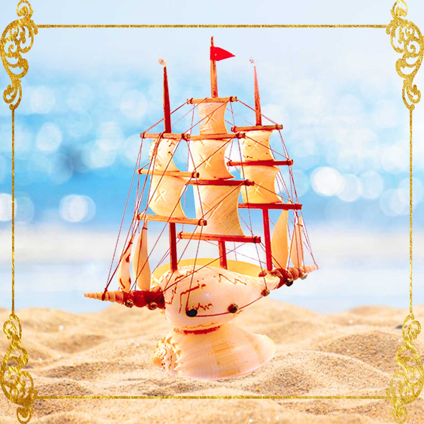 Seashell Boat Lamp | Made of Real Melo Shell