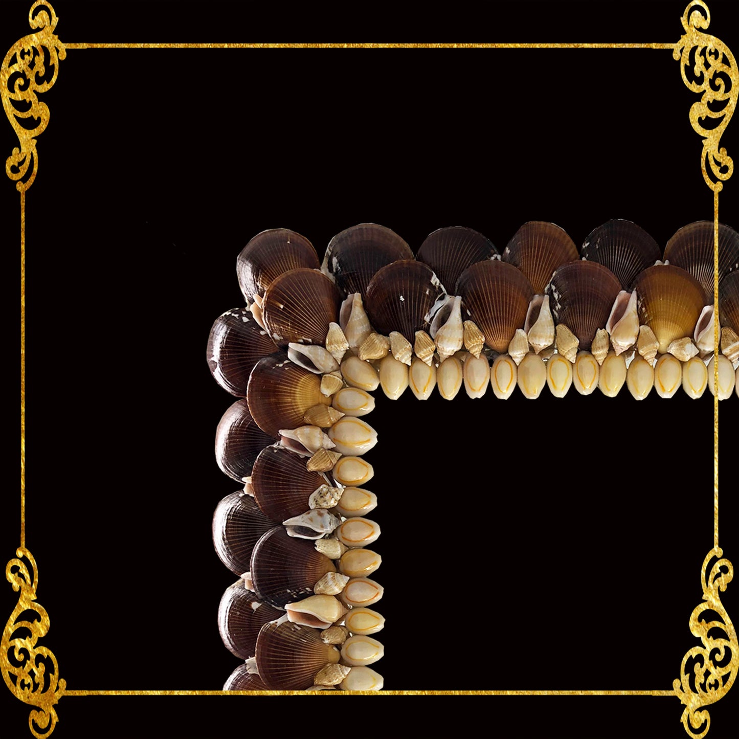 Seashell Mirror Frame | Brown Cockle Assorted Shell