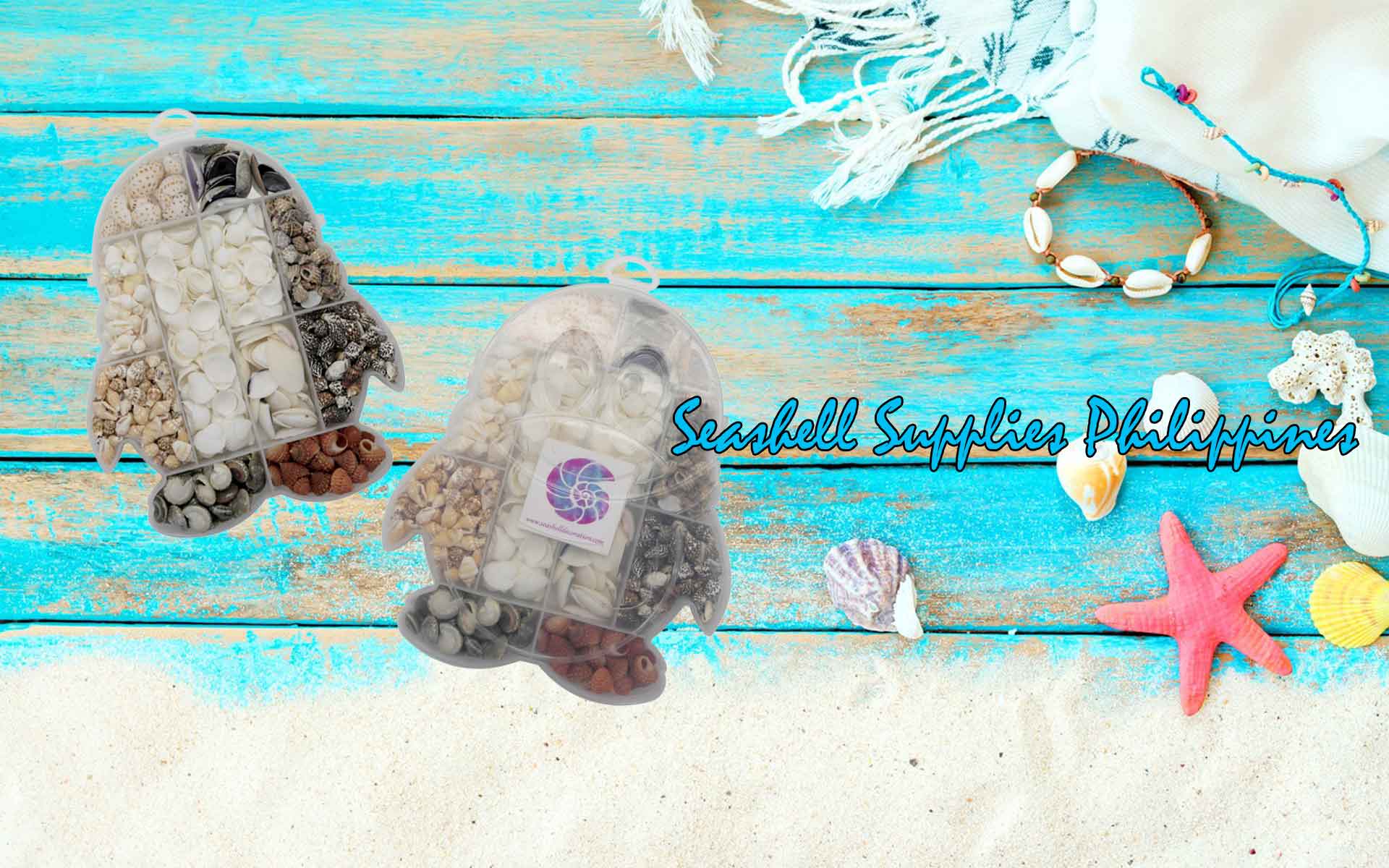Seashell Bead Set in Penguin Shape Plastic Organizer