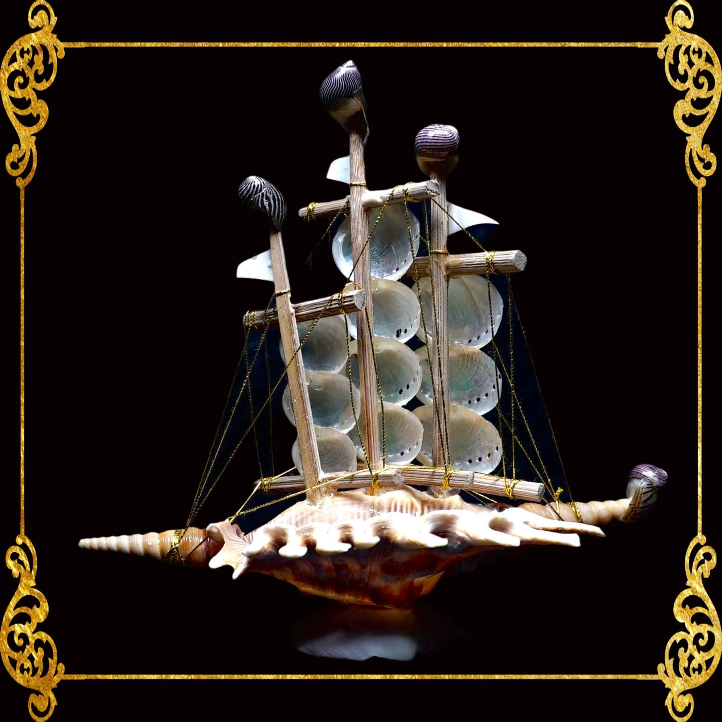 Seashell Boat | Made of Real Abalone Shell | Mini Galleon