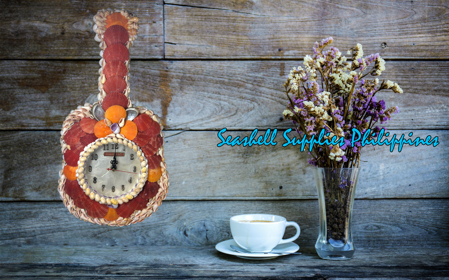 Seashell Guitar Wall Clock