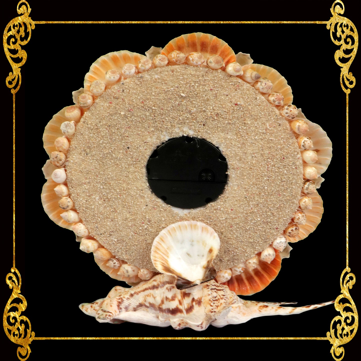 Seashell Table Top Clock | Made of Orange Vexillum Shells – Seashell ...