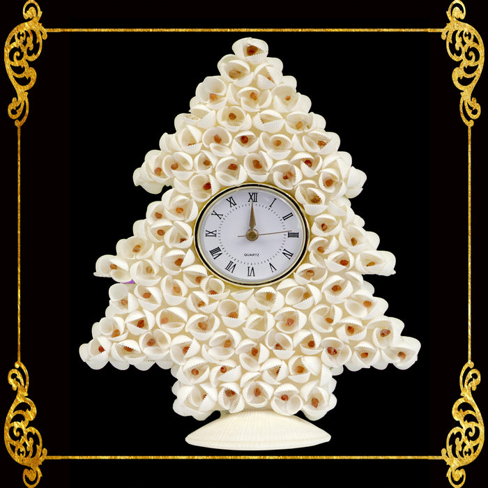 Seashell Table Top Clock | Christmast Tree | Clamrose Shell