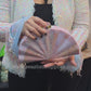 Pink Mother of Pearl Fan Shell Clutch Bag with Gold Chain
