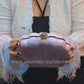 Pink Mother of Pearl Clam Shell Clutch Bag with Gold Chain