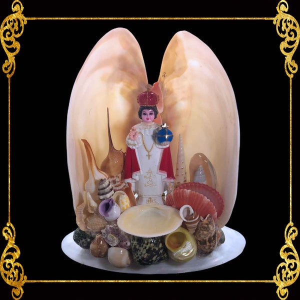 Lamp | Christian Decor | Sto. Nino inside Polished Clams | 10 Inches