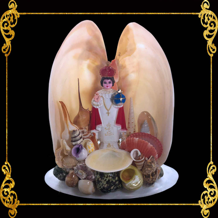 Lamp | Christian Decor | Sto. Nino inside Polished Clams | 10 Inches