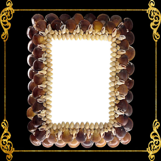 Seashell Mirror Frame | Brown Cockle Assorted Shell