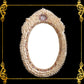 Seashell Mirror Frame with Clock | Assorted White Sicad Shells | Oval Shape