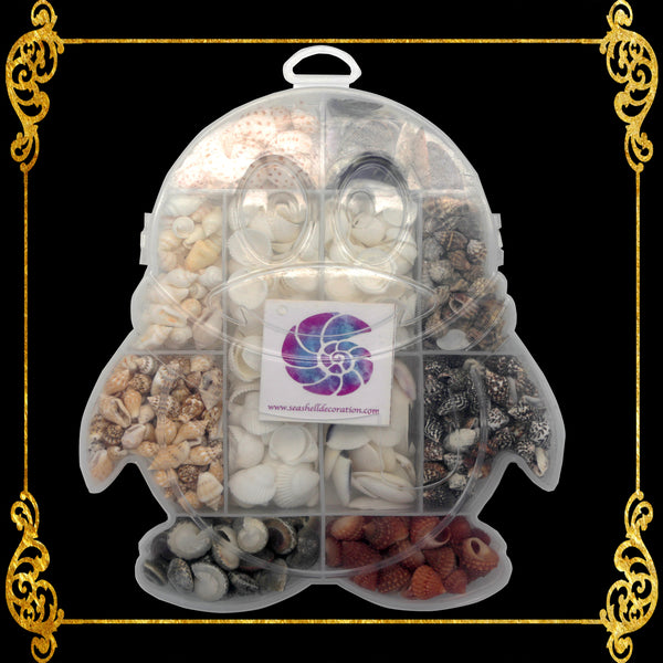 Seashell Bead Set in Penguin Shape Plastic Organizer